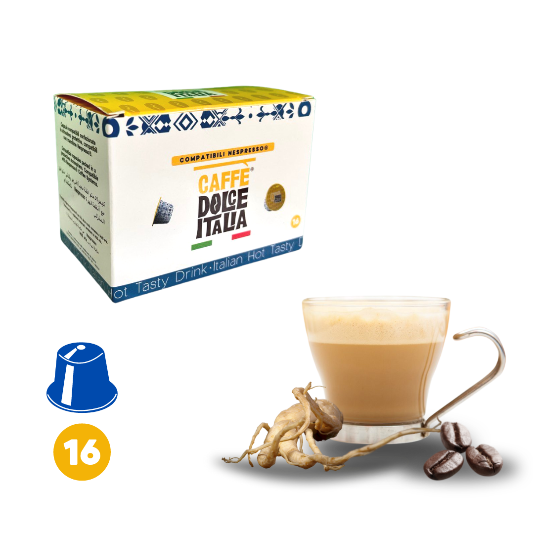 16 Capsule Caffè al GINSENG AMARO compatibili con sistemi Nespresso® –  Caffè Dolce Italia